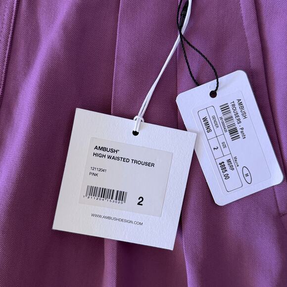 NWT Ambush Pleated Wool Tapered Pants Pink/Purple Size 2 (US 6) Retail $885 - Picture 4 of 8